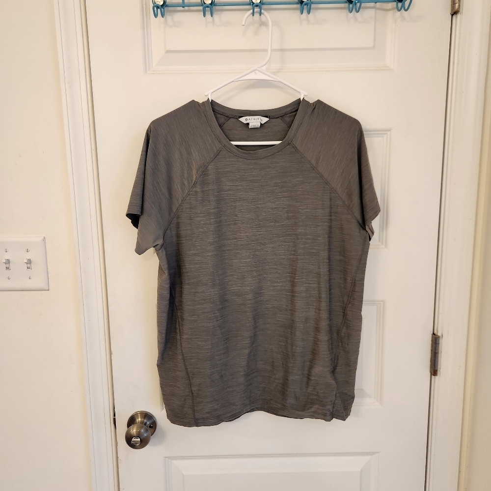 Athleta Short Sleeve‎ Workout Active Rushed T-Shirt Women Size M Grey #F179